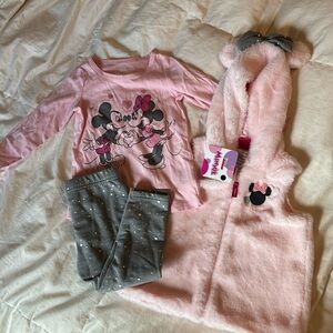 Minnie Mouse faux fur vest set 24mos